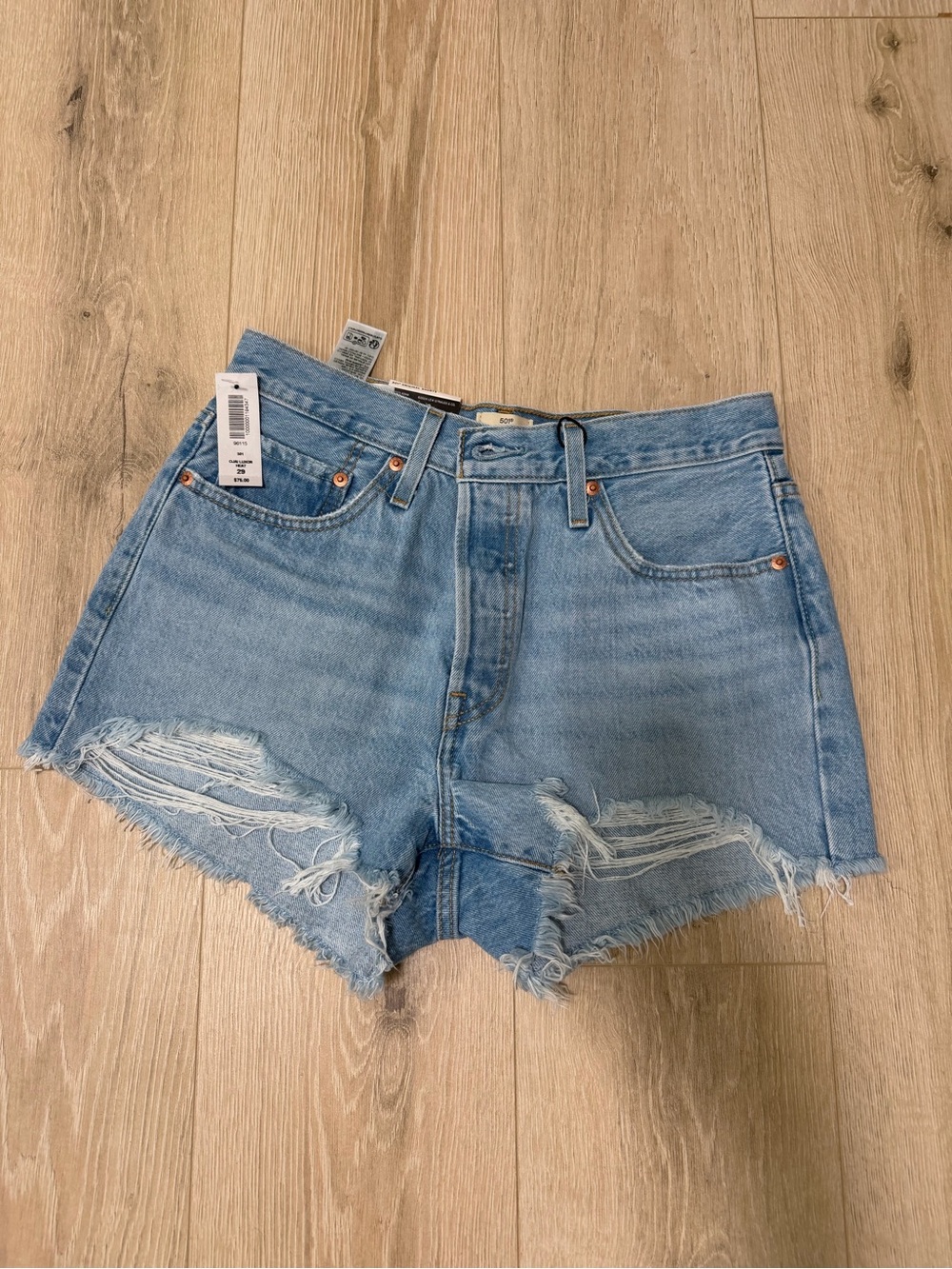 Levi's Light Blue Distressed Denim Cutoff Shorts